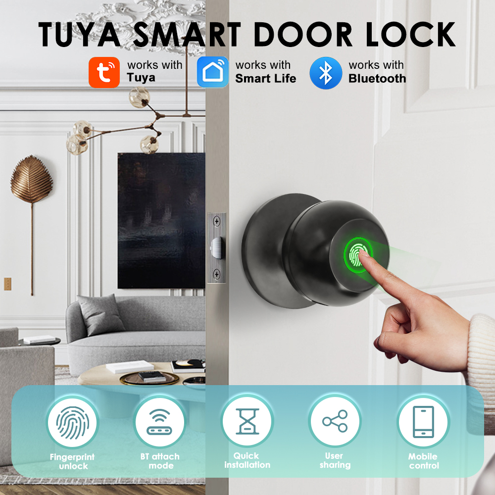 Knob Aluminum - Tuya Elektronik Kapı Kilidi Akıllı Dış