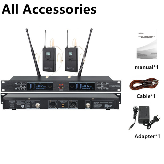 Ribbon Microphone - 640-690MHz UR-2000-H Çift Kanallı Siyah Dış
