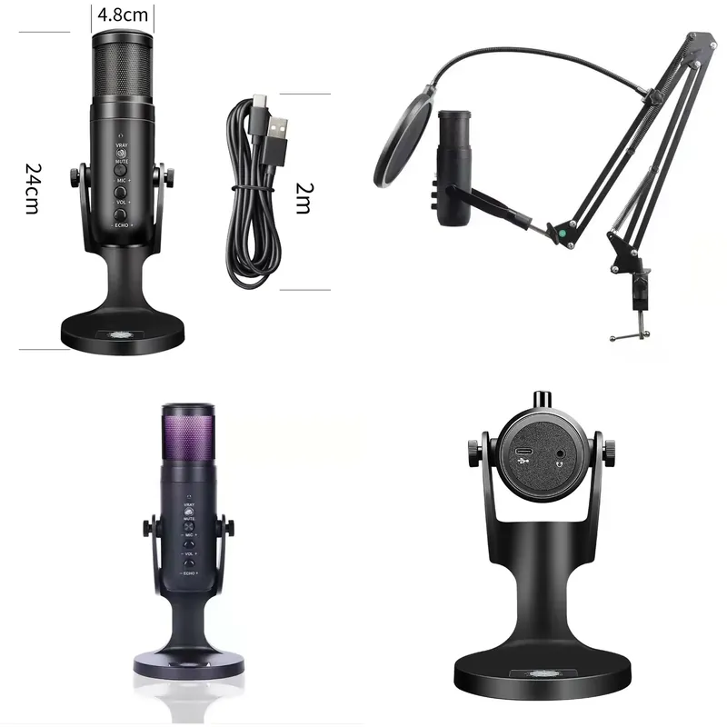 Condenser Microphone Kit - Fabrika Çıkışlı Stüdyo Kablosuz Usb Kondenser