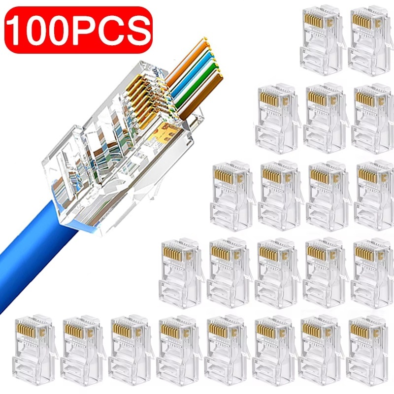 Rj45 Jack - 100 adet RJ45 Cat6 Cat5e Geçişli